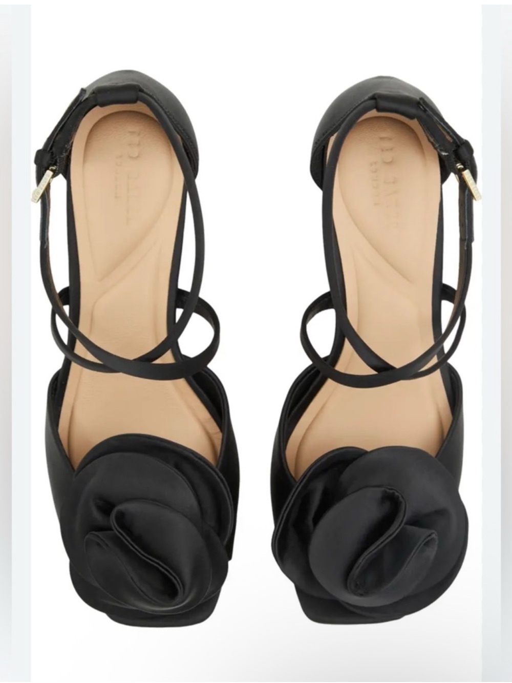 Ted baker Black Floral Platform Sandal with Crisscross Ankle Straps - Picture 4 of 9